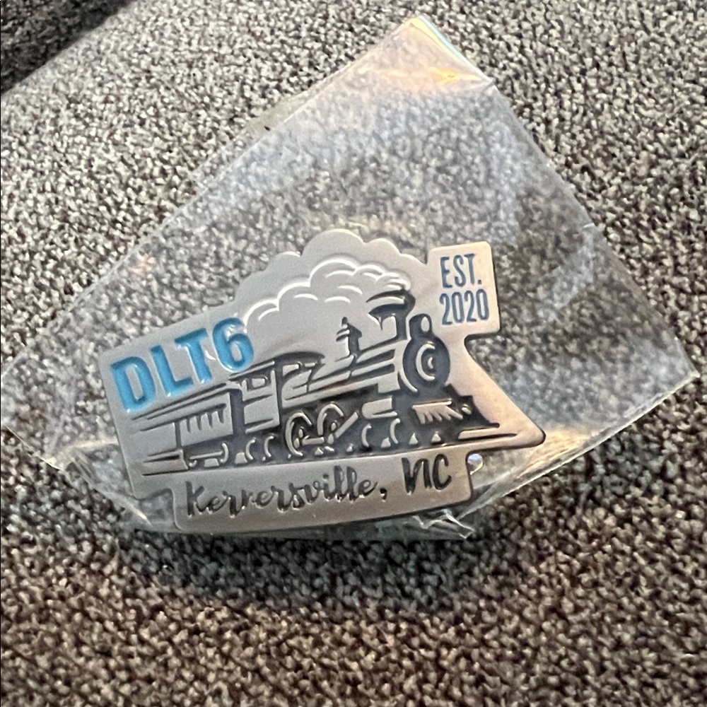 DLT6 Amazon Kernersville NC Train Enamel Pin - Silver & Blue